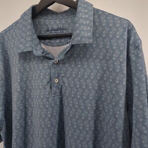 Chubbies Performance Golf Polo Shirt Men's XL Blue Gray All Over Print Seahorse